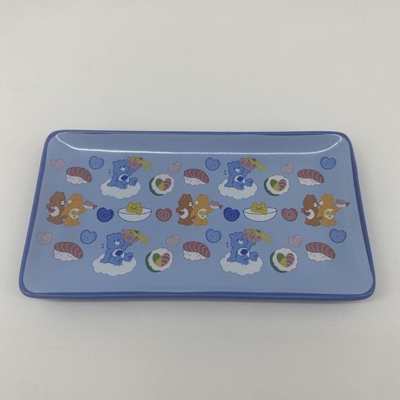 Care Bears Grumpy Bear Suishi Plate Ceramic 2024 Blue Very Cute Silver Buffalo - Picture 1 of 5